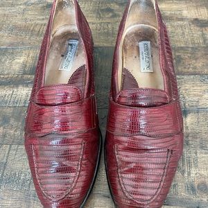 Rodolfo Valentino Mens 9.5 Red Lizard Slip Ons.